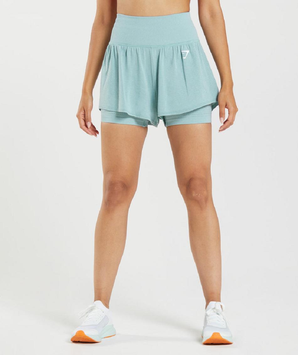 Pantalones Cortos Gymshark Vital Seamless 2.0 2-in-1 Mujer Azules | CO 2791LIS